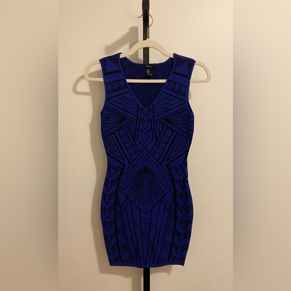 Forever 21 Blue and Black Geometric Dress Size Women’s S